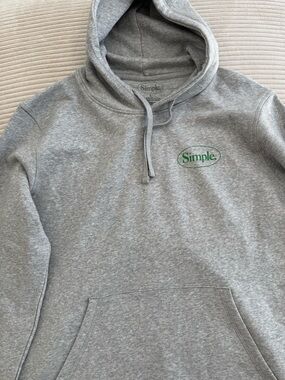 Simple Grey Hoodie with Green Logo - Men's Pullover